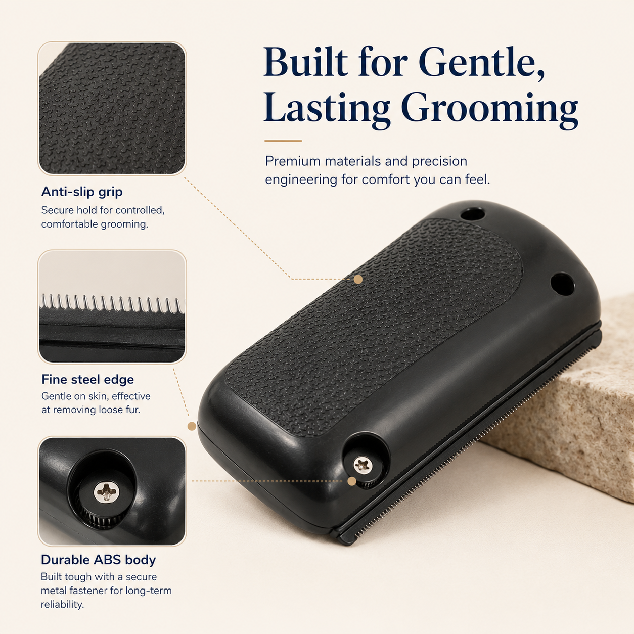 GentleGrip Pet Deshedding Comb for Dogs & Cats